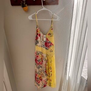 Anthropologie Asymmetrical Floral Dress - Red and Yellow